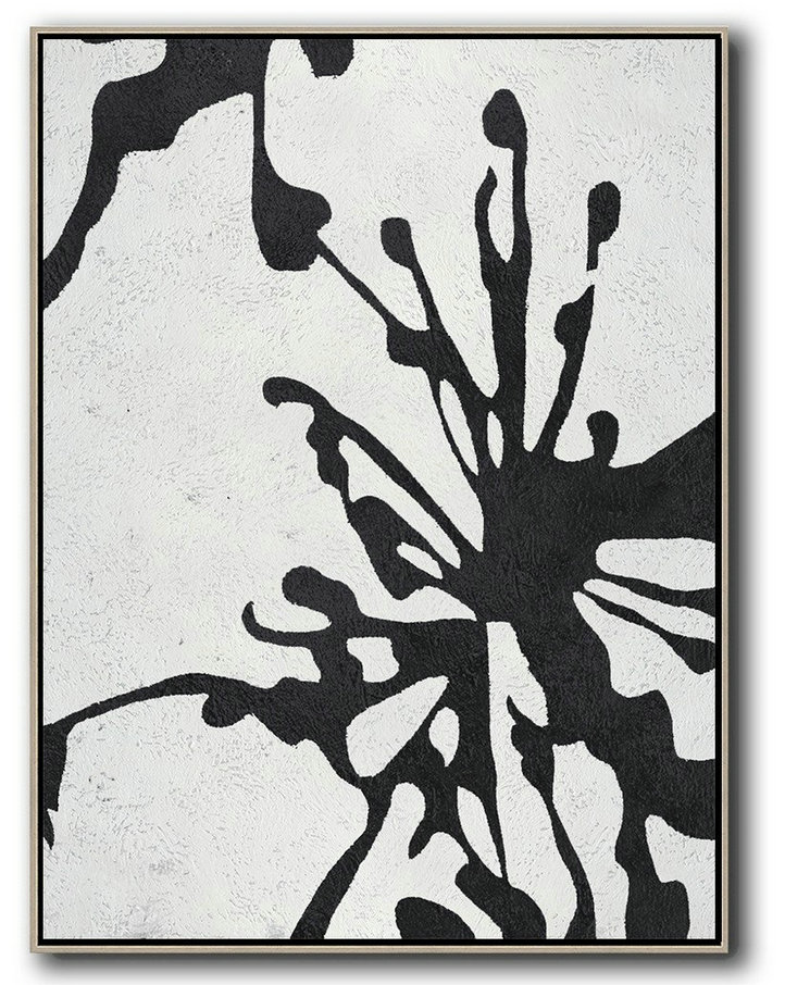 Abstract Artwork Online,Black And White Minimal Painting On Canvas - Original Abstract Oil Paintings